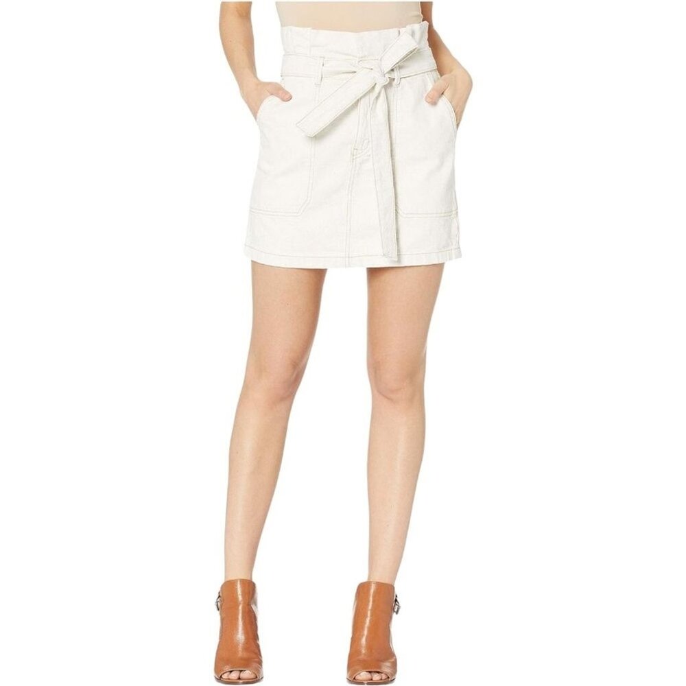 NWT Free People Paper Bag Mini Skirt Color Oatmeal Size Small